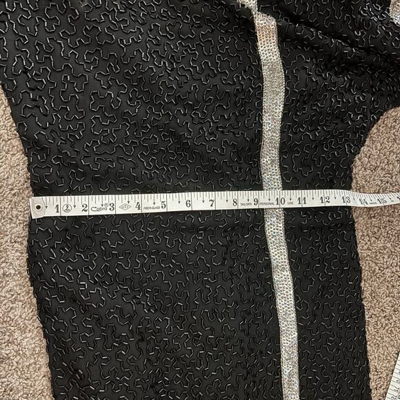 VTG 80s Saks Fifth Avenue Black Silk Beaded Nights Cocktail Bow Dress S Holiday - Picture 4 of 14